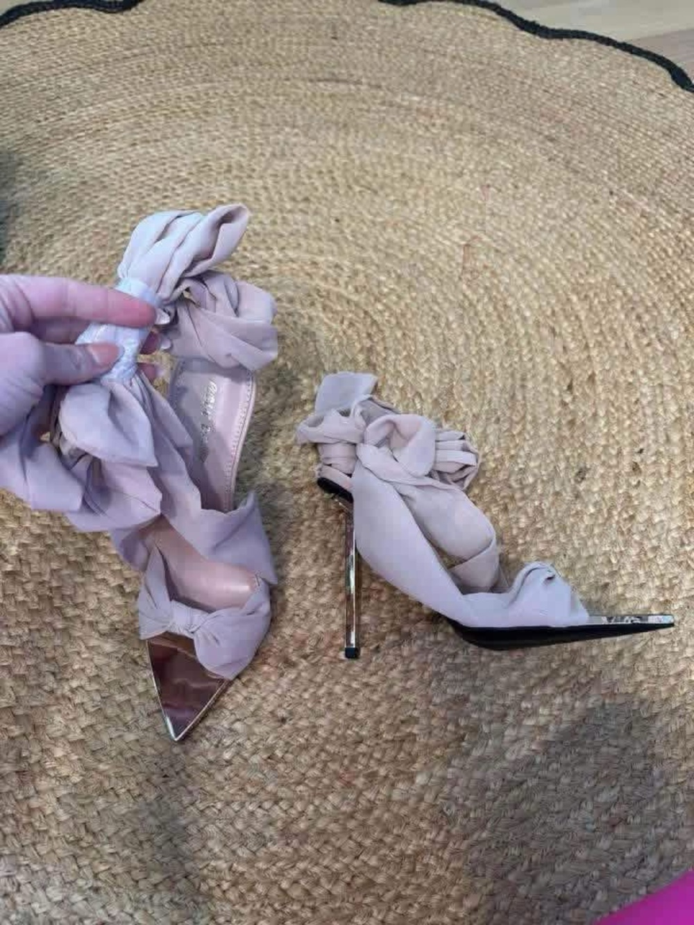Women's Blush Tie Up Stiletto Heels